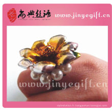 Chine gros gros or fleur en céramique Vintage perle bague